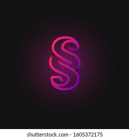 Pink folded line character from a fontset, vector illustration