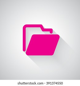 Pink Folder web icon on light grey background