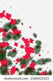 Pink Foliage Background Transparent Vector. Leaves Realistic Illustration. Red Plant. Beauty Pattern. Yellow Isolated Backdrop.