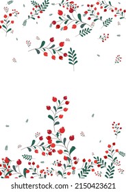 Vector blanco de fondo de follaje rosado. Plantilla de bosque de Berries. Imagen de Burgundy Leaves. Textura de noviembre. Muerte de hierba.