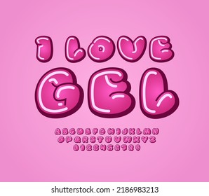 Pink font, comic alphabet in the cartoon style, uppercase letters and numbers, vector illustration 10EPS