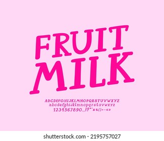 Pink food logo Fruit Milk with italic serif font