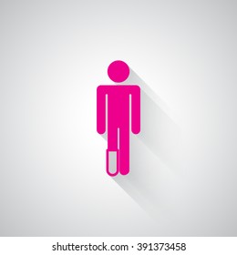 Pink Foot web icon on light grey background