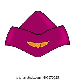 Pink Forage cap of stewardess. Isolated woman uniform icon.