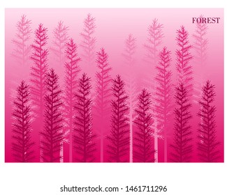 pink forest background design. vector illustration