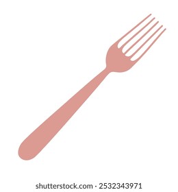 The pink fork is isolated on a white background. Flat style. For poster, logo, label design. Pastel colors