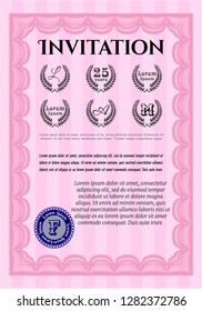 Pink Formal invitation. With background. Customizable, Easy to edit and change colors. Modern design. 