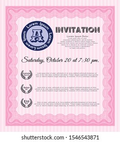 Pink Formal invitation. With background. Money Pattern design. Customizable, Easy to edit and change colors. 