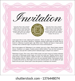 Pink Formal invitation. With background. Vector illustration. Artistry design. 