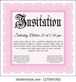 Pink Formal invitation. Complex background. Excellent design. Customizable, Easy to edit and change colors. 