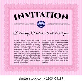 Pink Formal invitation. With complex background. Good design. Customizable, Easy to edit and change colors. 