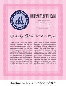 Pink Formal invitation. With complex background. Vector illustration. Cordial design. 