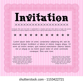 Pink Formal invitation. With complex linear background. Cordial design. Customizable, Easy to edit and change colors. 