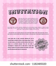 Pink Formal invitation. Cordial design. With quality background. Customizable, Easy to edit and change colors. 