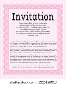 Pink Formal invitation. Cordial design. Detailed. Easy to print. 