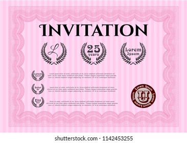 Pink Formal invitation. Customizable, Easy to edit and change colors. With quality background. Sophisticated design. 