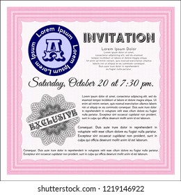 Pink Formal invitation. Customizable, Easy to edit and change colors. With linear background. Good design. 