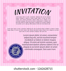 Pink Formal invitation. Customizable, Easy to edit and change colors. With complex background. Elegant design. 