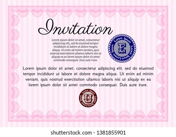 Pink Formal invitation. Customizable, Easy to edit and change colors. With background. Cordial design. 