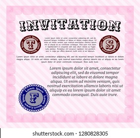 Pink Formal invitation. Detailed. With background. Excellent design. 