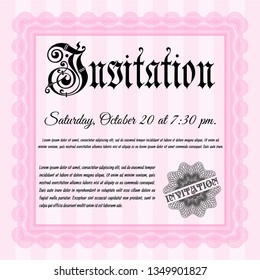 Pink Formal invitation. Detailed. With complex background. Perfect design. 