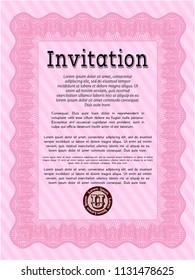 Pink Formal invitation. Easy to print. Customizable, Easy to edit and change colors. Money Pattern design. 