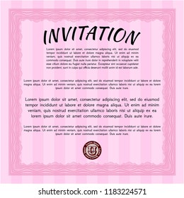 Pink Formal invitation. Excellent design. With background. Detailed. 