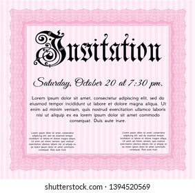 Pink Formal invitation. Excellent design. Easy to print. Vector illustration. 