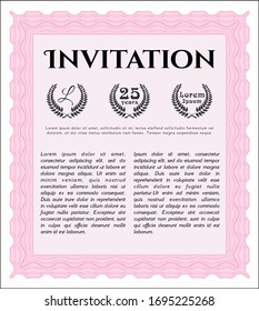 Pink Formal invitation. Excellent design. Detailed. Easy to print. 