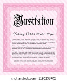 Pink Formal invitation. With linear background. Customizable, Easy to edit and change colors. Money style design. 