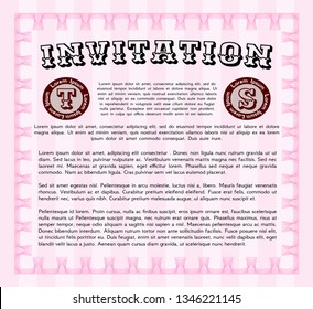 Pink Formal invitation. With linear background. Customizable, Easy to edit and change colors. Modern design. 