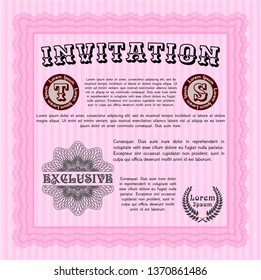 Pink Formal invitation. With linear background. Good design. Customizable, Easy to edit and change colors. 