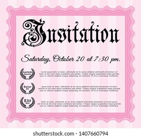 Pink Formal invitation. Lovely design. With quality background. Detailed. 