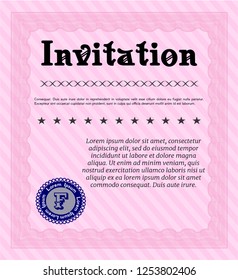 Pink Formal invitation. Money Pattern. Customizable, Easy to edit and change colors. With complex background. 