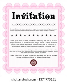 Pink Formal invitation. Nice design. Customizable, Easy to edit and change colors. Complex background. 