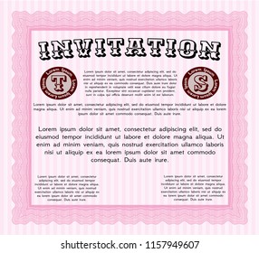 Pink Formal invitation. Perfect design. Detailed. Printer friendly. 