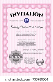 Pink Formal invitation. Perfect design. Complex background. Customizable, Easy to edit and change colors. 