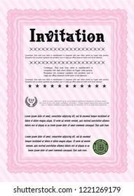 Pink Formal invitation. Printer friendly. Customizable, Easy to edit and change colors. Good design. 