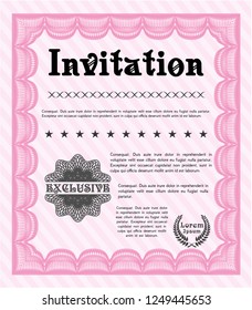 Pink Formal invitation. Printer friendly. Money style design. Customizable, Easy to edit and change colors. 