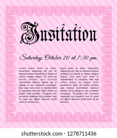 Pink Formal invitation. Printer friendly. Perfect design. Customizable, Easy to edit and change colors. 