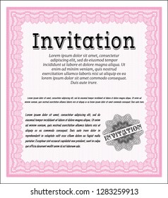 Pink Formal invitation. Printer friendly. Excellent design. Detailed. 