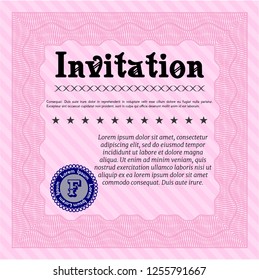 Pink Formal invitation. With quality background. Vector illustration. Elegant design. 