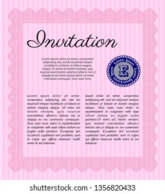 Pink Formal invitation. With quality background. Money design. Detailed. 