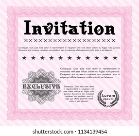 Pink Formal invitation template. With background. Customizable, Easy to edit and change colors. Money Pattern design. 