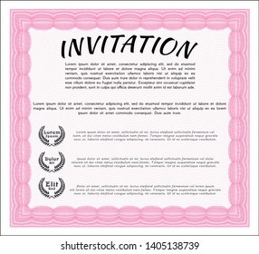 Pink Formal invitation template. With background. Superior design. Vector illustration. 