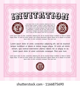 Pink Formal invitation template. Complex background. Excellent design. Customizable, Easy to edit and change colors. 