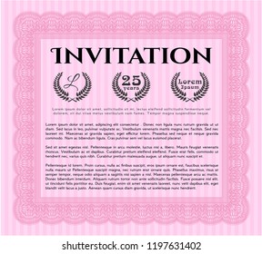 Pink Formal invitation template. With complex linear background. Perfect design. Customizable, Easy to edit and change colors. 