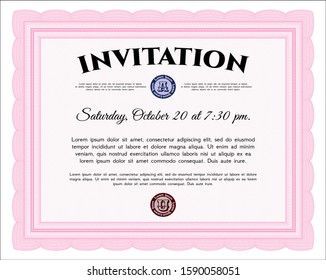 Pink Formal invitation template. Cordial design. With quality background. Customizable, Easy to edit and change colors. 