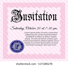 Pink Formal invitation template. Customizable, Easy to edit and change colors. With quality background. Cordial design. 