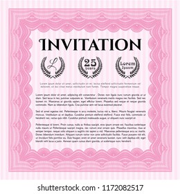 Pink Formal invitation template. Customizable, Easy to edit and change colors. Easy to print. Good design. 